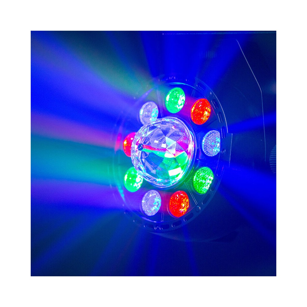 BoomTone DJ Stand lights with 4 projectors of 9 multicolored RGBW LEDs, 25° light beam angle, DMX, auto, remote control included