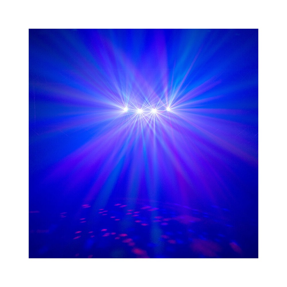 BoomTone DJ Stand lights with 4 projectors of 9 multicolored RGBW LEDs, 25° light beam angle, DMX, auto, remote control included