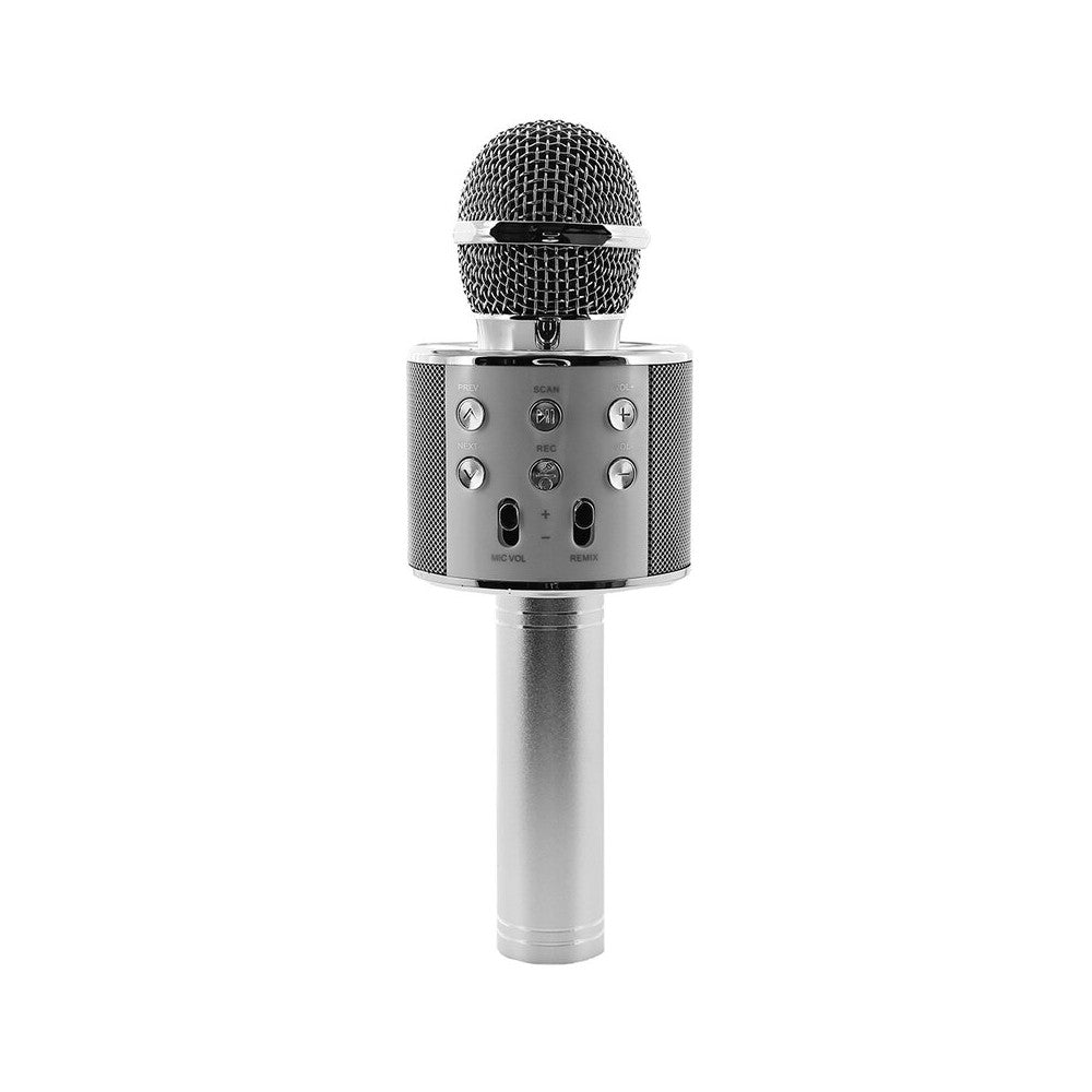 BoomTone DJ Karaoke microphone with built-in speaker equipped with Bluetooth receiver.