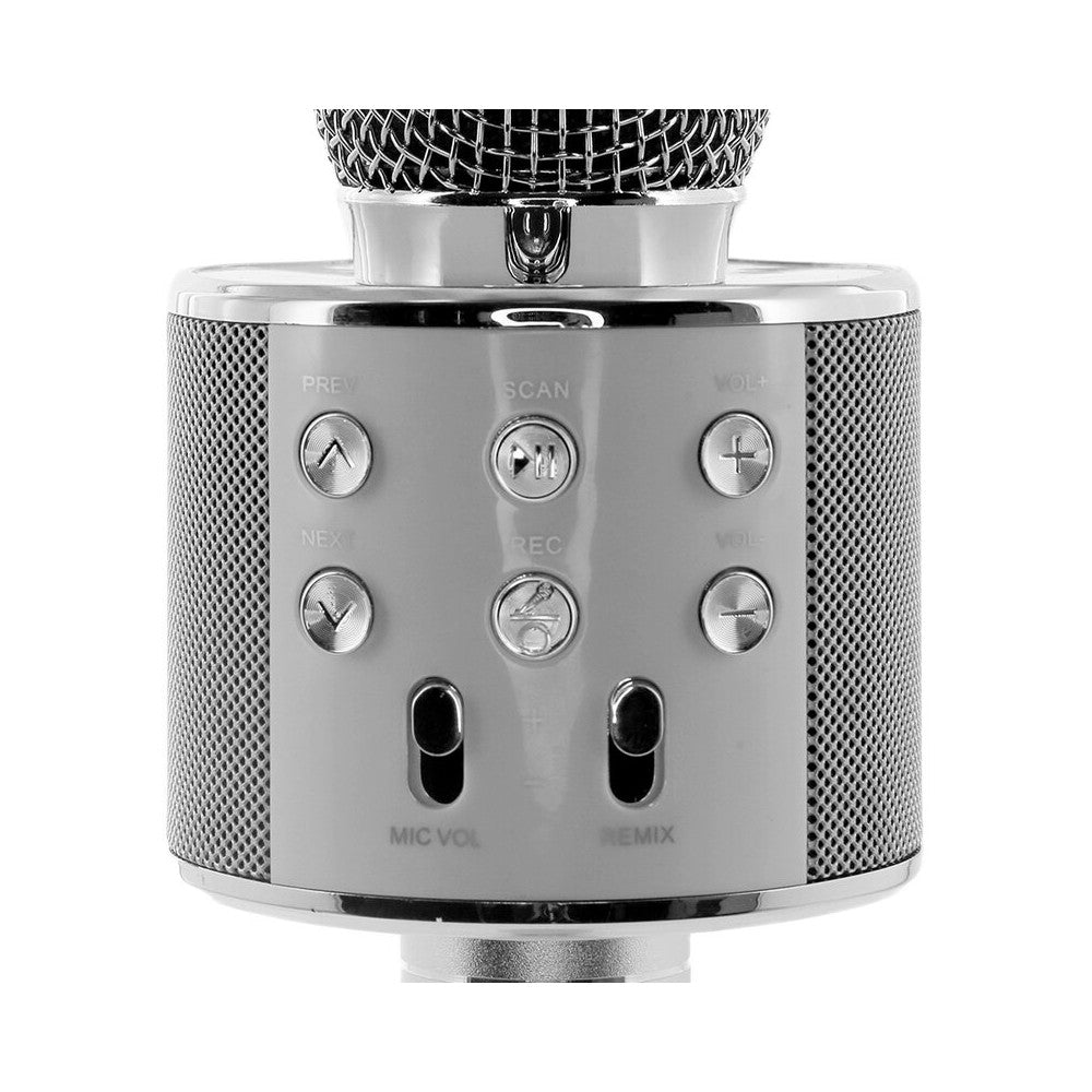 Micrófono de karaoke BoomTone DJ con altavoz integrado equipado con receptor Bluetooth.