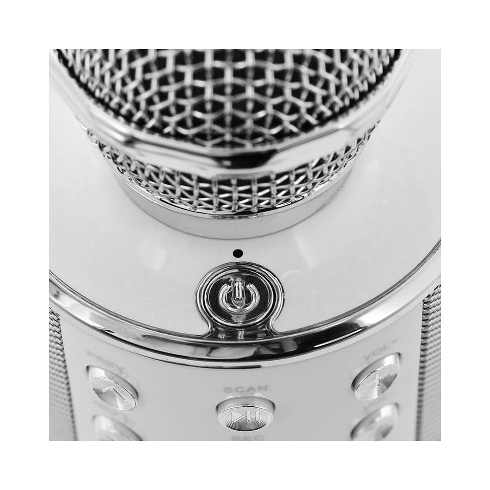 Micrófono de karaoke BoomTone DJ con altavoz integrado equipado con receptor Bluetooth.
