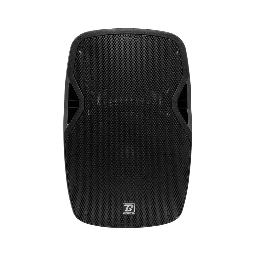 BoomTone DJ altavoz activo ABS de 2 vías y 450 W, woofer de 15", tweeter de 1", 1 entrada de micro, 1 entrada de línea y 1 salida de enlace, USB / SDHC