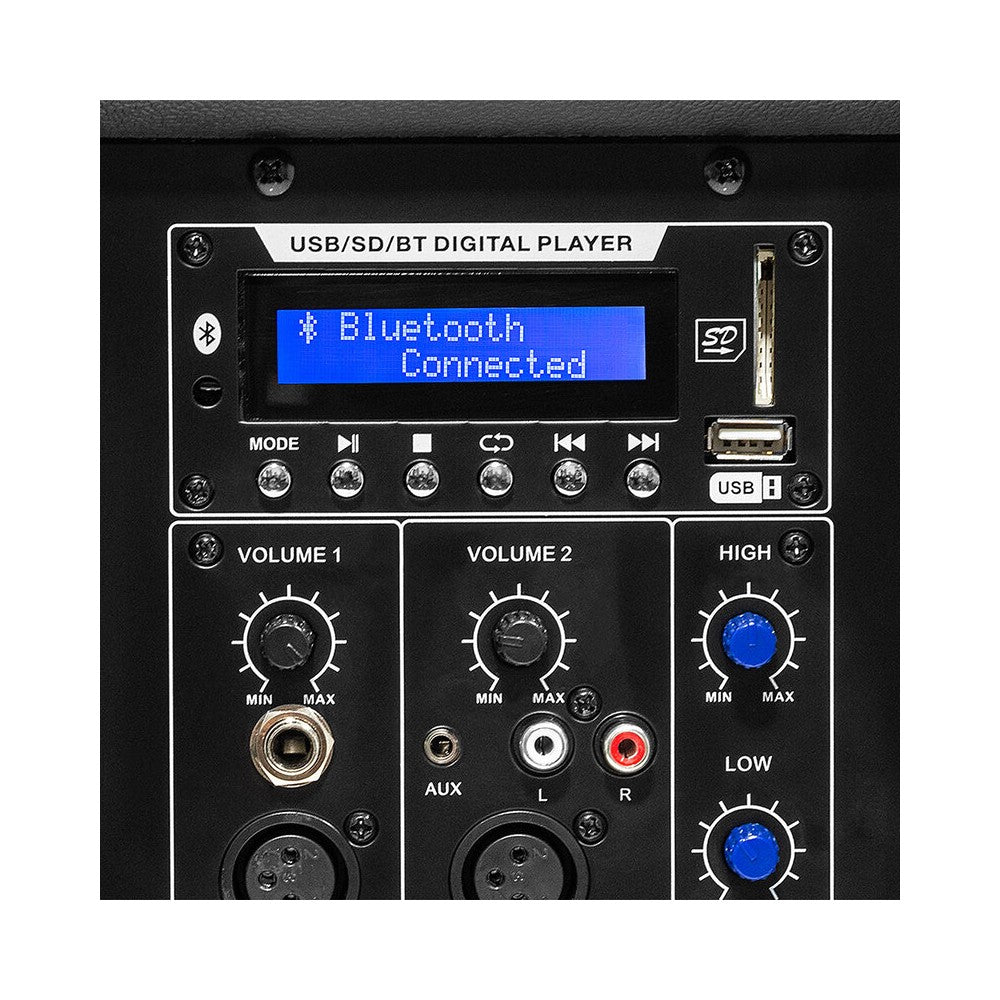 BoomTone DJ altavoz activo ABS de 2 vías y 450 W, woofer de 15", tweeter de 1", 1 entrada de micro, 1 entrada de línea y 1 salida de enlace, USB / SDHC