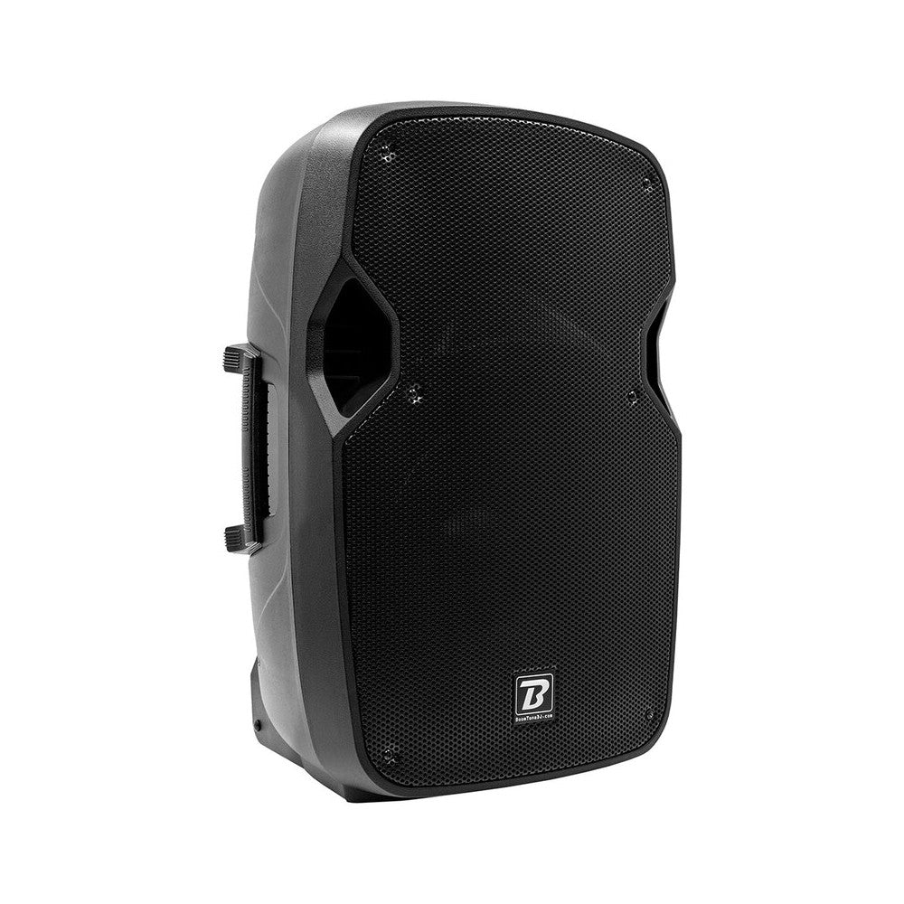BoomTone DJ 400 W 2-way ABS active loudspeaker, 12" woofer, 1" tweeter, 1 MIC input, 1 line input and 1 link output,  USB / SDHC