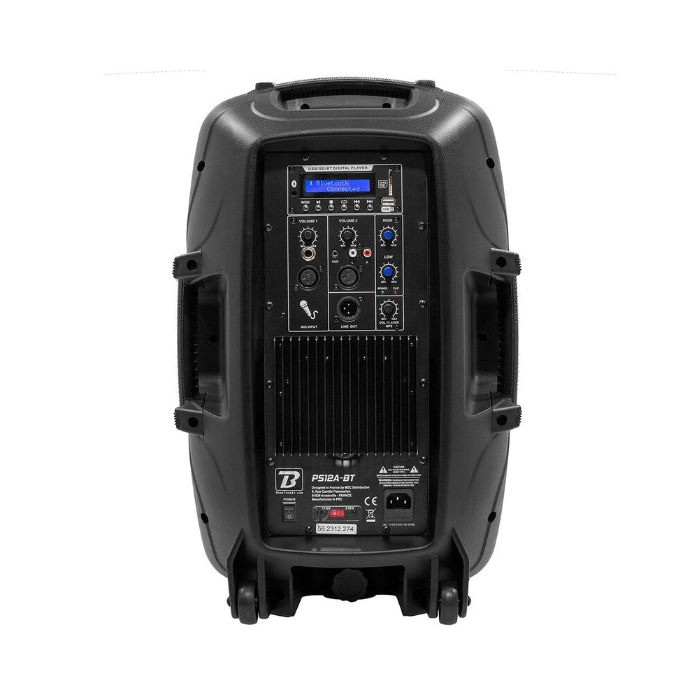 Bafle activo BoomTone DJ 400 W de 2 vías ABS, woofer de 12", tweeter de 1", 1 entrada de micrófono, 1 entrada de línea y 1 salida de enlace, USB / SDHC