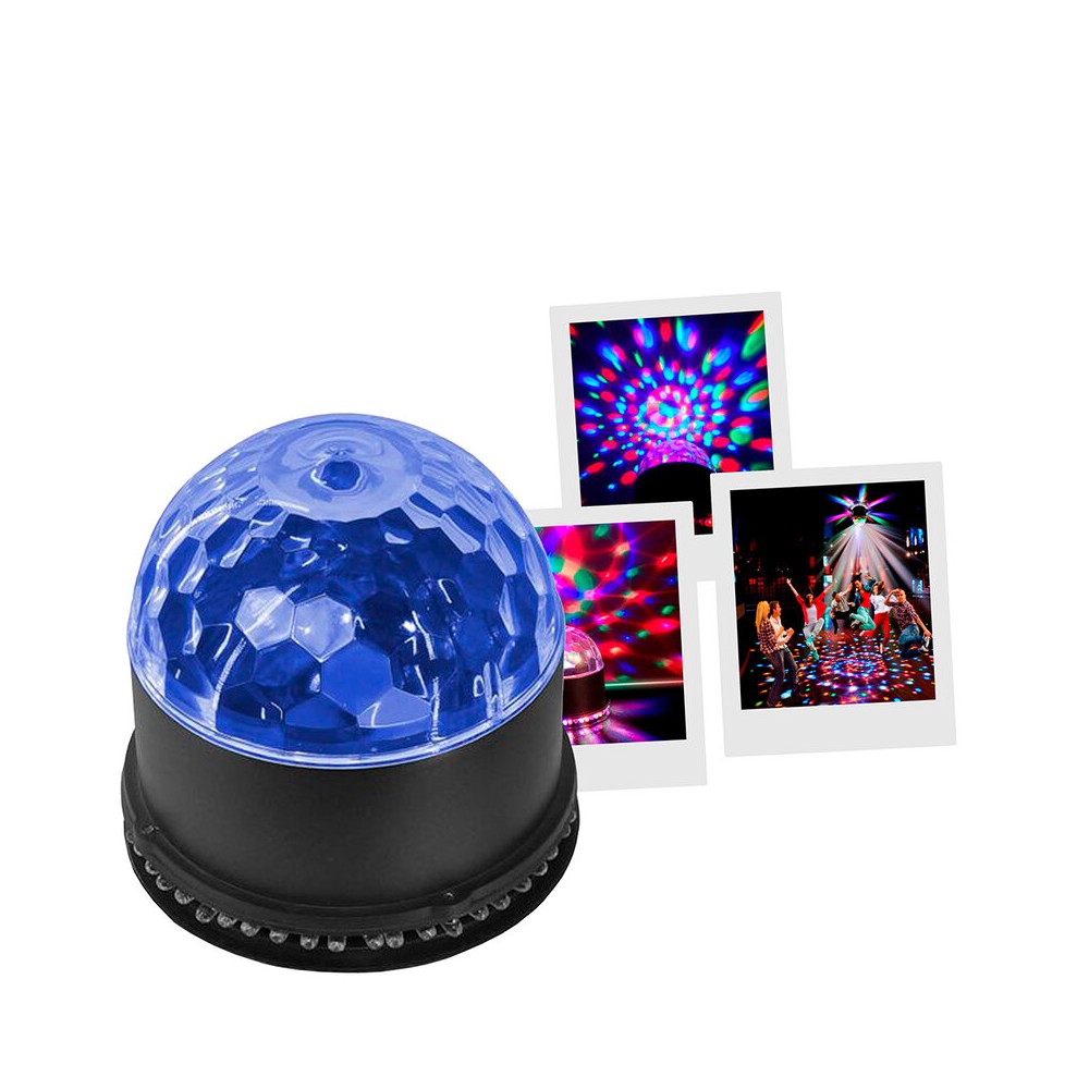BoomTone DJ Luminous half-sphere, double "Sun" and disco ball disc effect, 48 RGB LED, automatic and audio modes, 6 W power cons