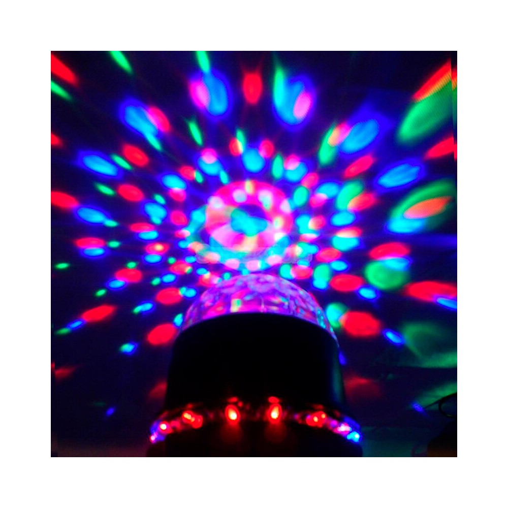 Esfera luminosa doble "Sun" y efecto de bola de discoteca, 48 LED RGB, modos automático y de audio, 6 W de consumo de energía