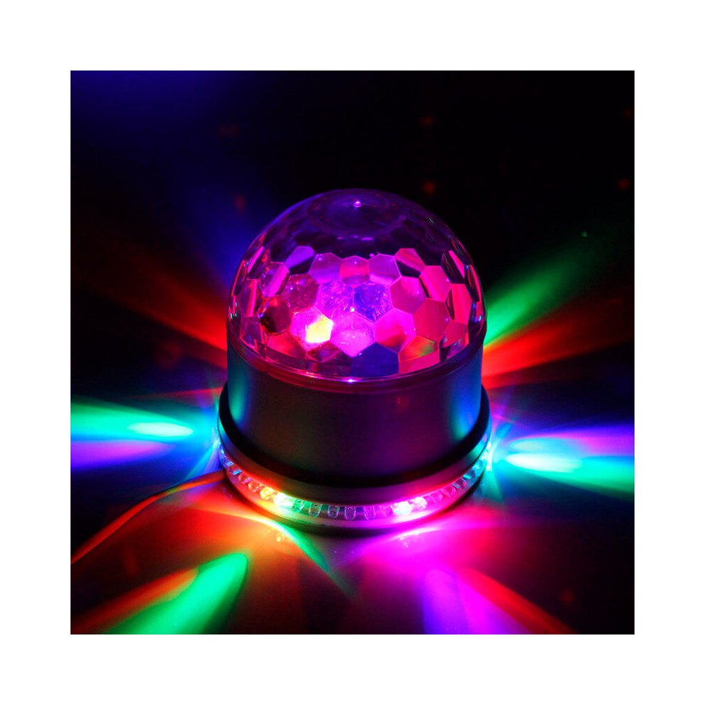 Esfera luminosa doble "Sun" y efecto de bola de discoteca, 48 LED RGB, modos automático y de audio, 6 W de consumo de energía