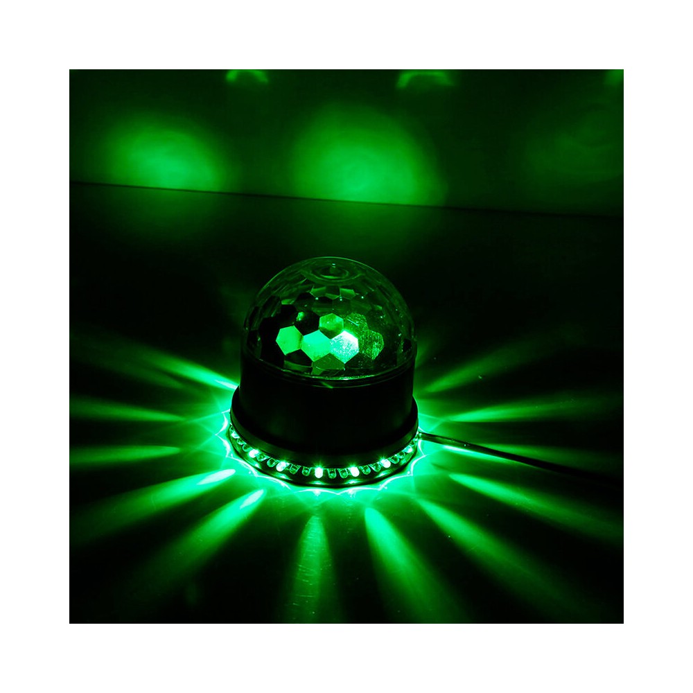 Esfera luminosa doble "Sun" y efecto de bola de discoteca, 48 LED RGB, modos automático y de audio, 6 W de consumo de energía