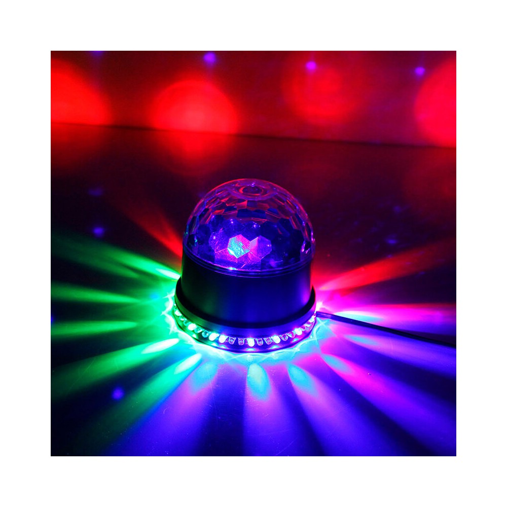 Esfera luminosa doble "Sun" y efecto de bola de discoteca, 48 LED RGB, modos automático y de audio, 6 W de consumo de energía