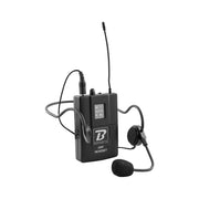 BoomTone DJ 30 mW UHF wireless transmitter, headworn mic + bodypack, 682.2 MHz, run time of 6 hours, range from 50 to 80 m
