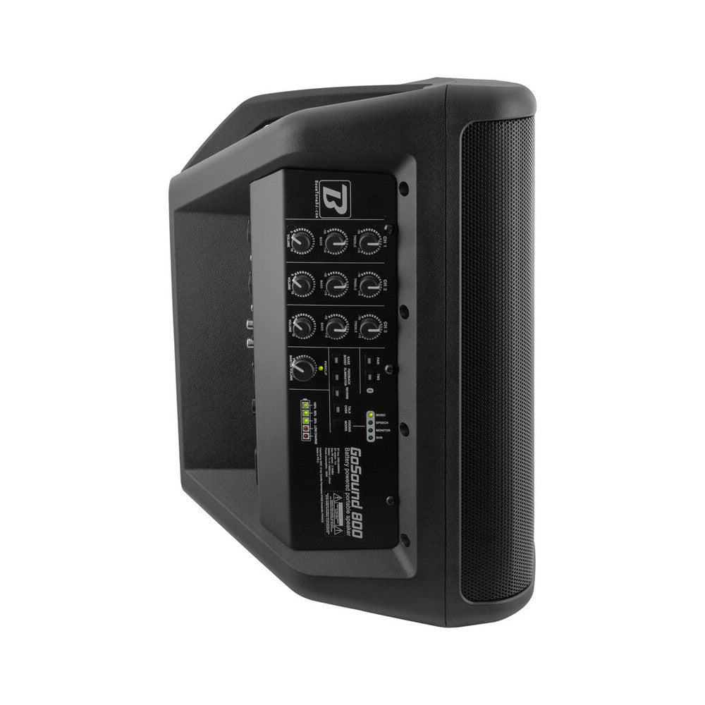 BoomTone DJ Altavoz activo portátil de 8" de 2 vías con batería recargable, LF 65 W + HF 35 W, 2 entradas de MIC / línea / instrumento