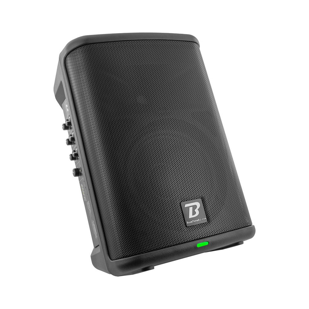 BoomTone DJ Altavoz activo portátil de 8" de 2 vías con batería recargable, LF 65 W + HF 35 W, 2 entradas de MIC / línea / instrumento