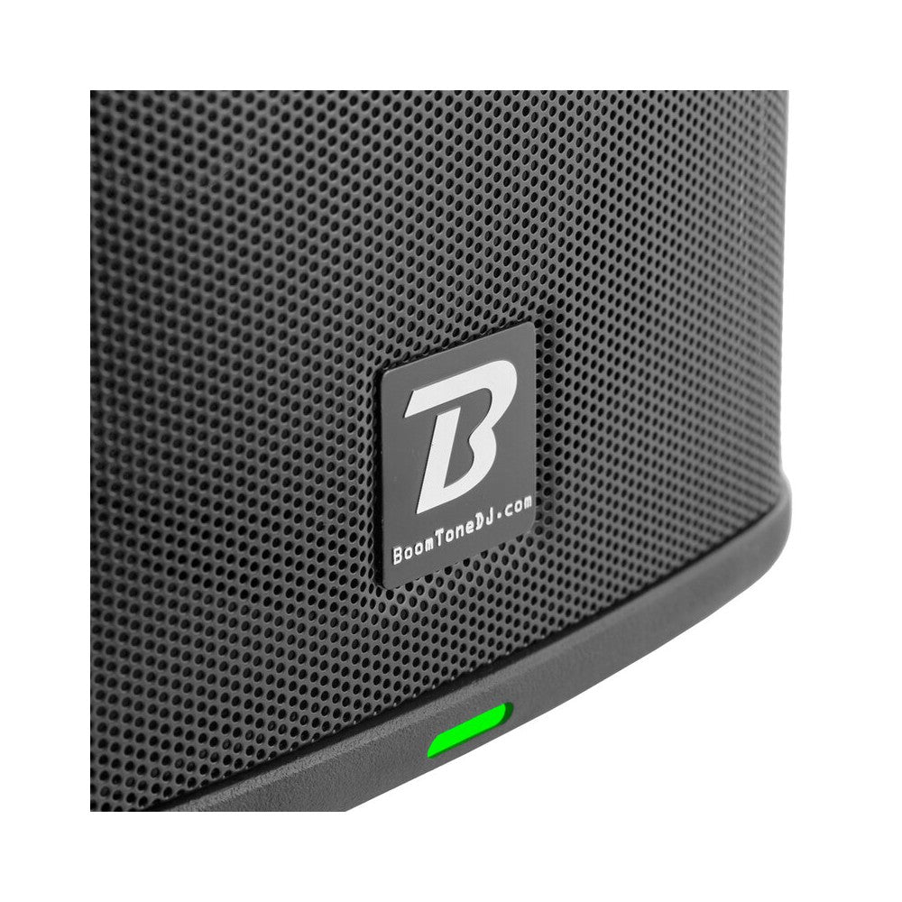 BoomTone DJ Altavoz activo portátil de 8" de 2 vías con batería recargable, LF 65 W + HF 35 W, 2 entradas de MIC / línea / instrumento