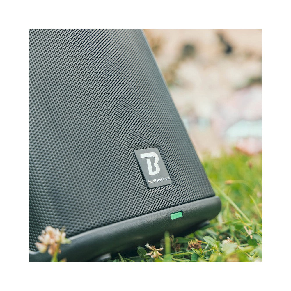 BoomTone DJ Altavoz activo portátil de 8" de 2 vías con batería recargable, LF 65 W + HF 35 W, 2 entradas de MIC / línea / instrumento