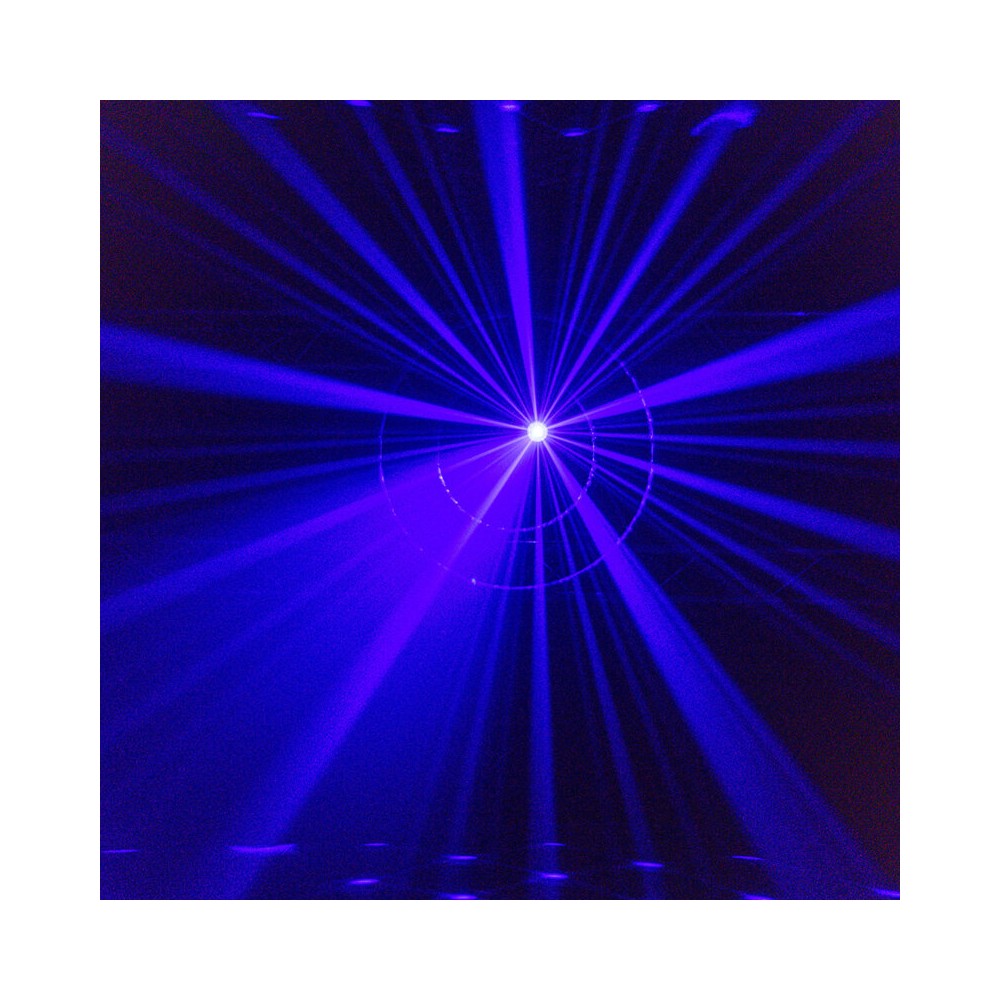 BoomTone DJ 6-in-1 light show with Strobe, UV, crystal ball, LASER, LED Wash and Gobos, DMX, automatic and music modes, IR remot