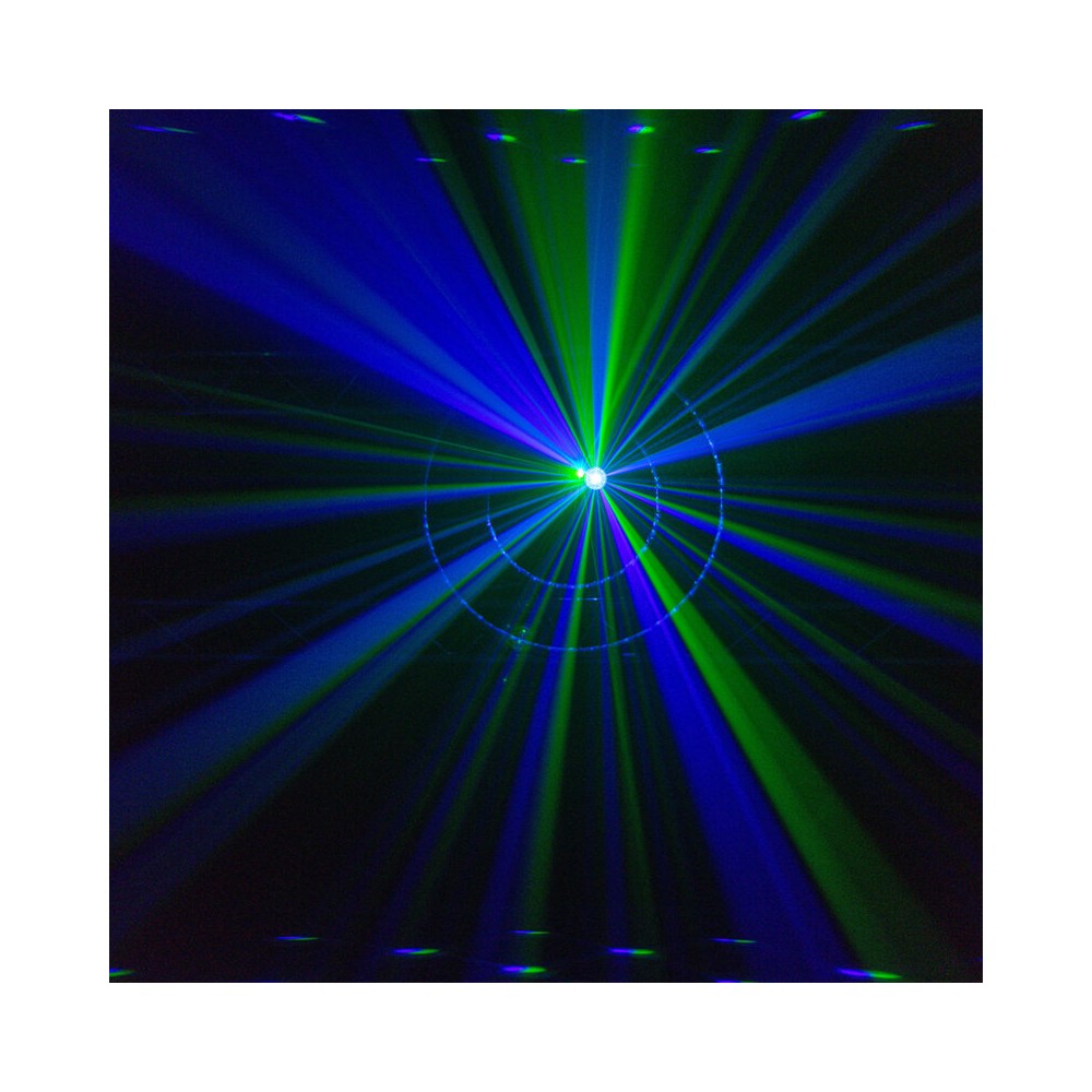 BoomTone DJ 6-in-1 light show with Strobe, UV, crystal ball, LASER, LED Wash and Gobos, DMX, automatic and music modes, IR remot