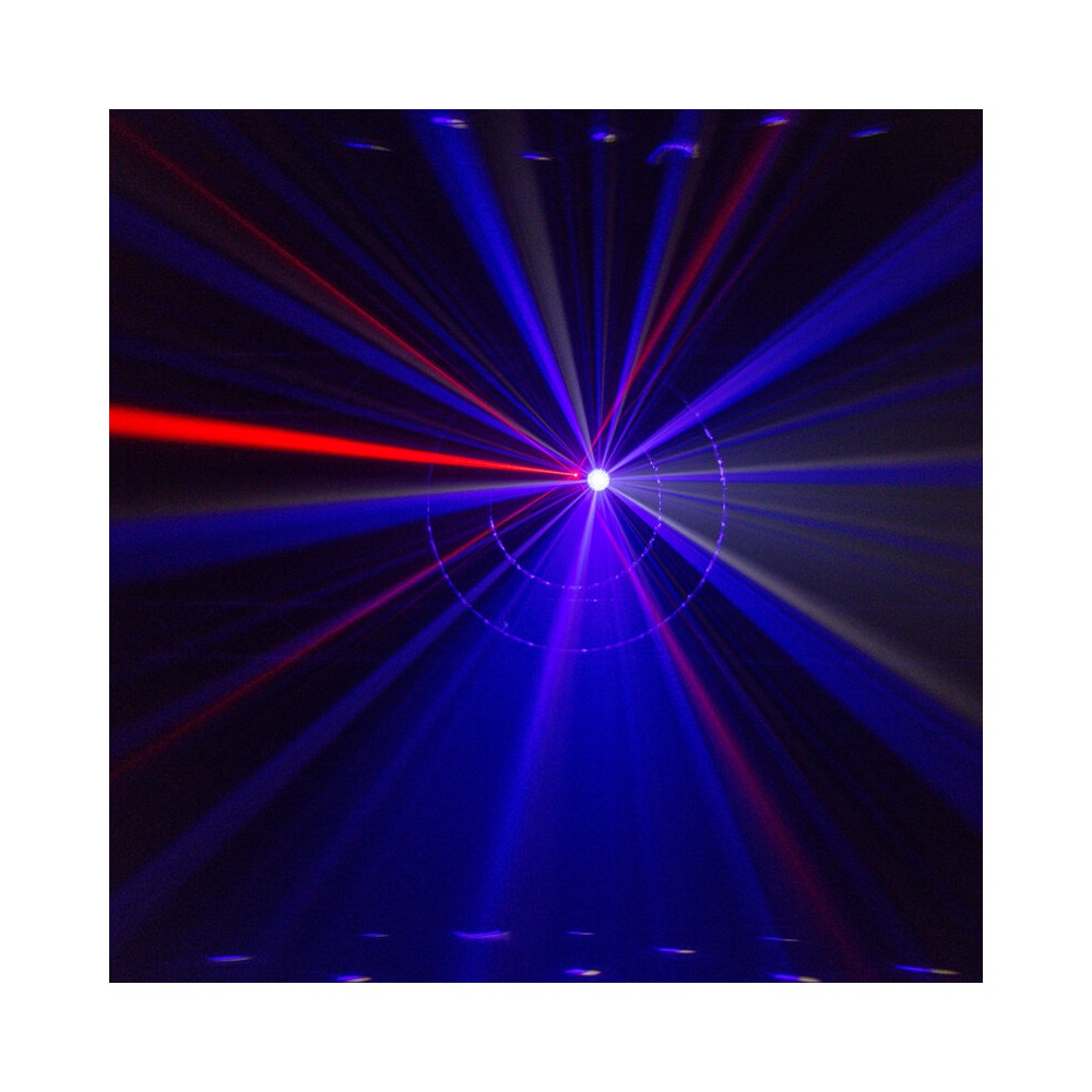 BoomTone DJ 6-in-1 light show with Strobe, UV, crystal ball, LASER, LED Wash and Gobos, DMX, automatic and music modes, IR remot