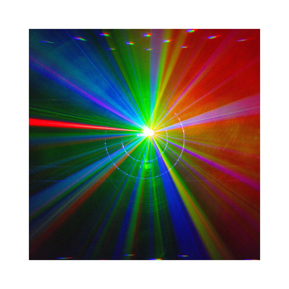 BoomTone DJ 6-in-1 light show with Strobe, UV, crystal ball, LASER, LED Wash and Gobos, DMX, automatic and music modes, IR remot