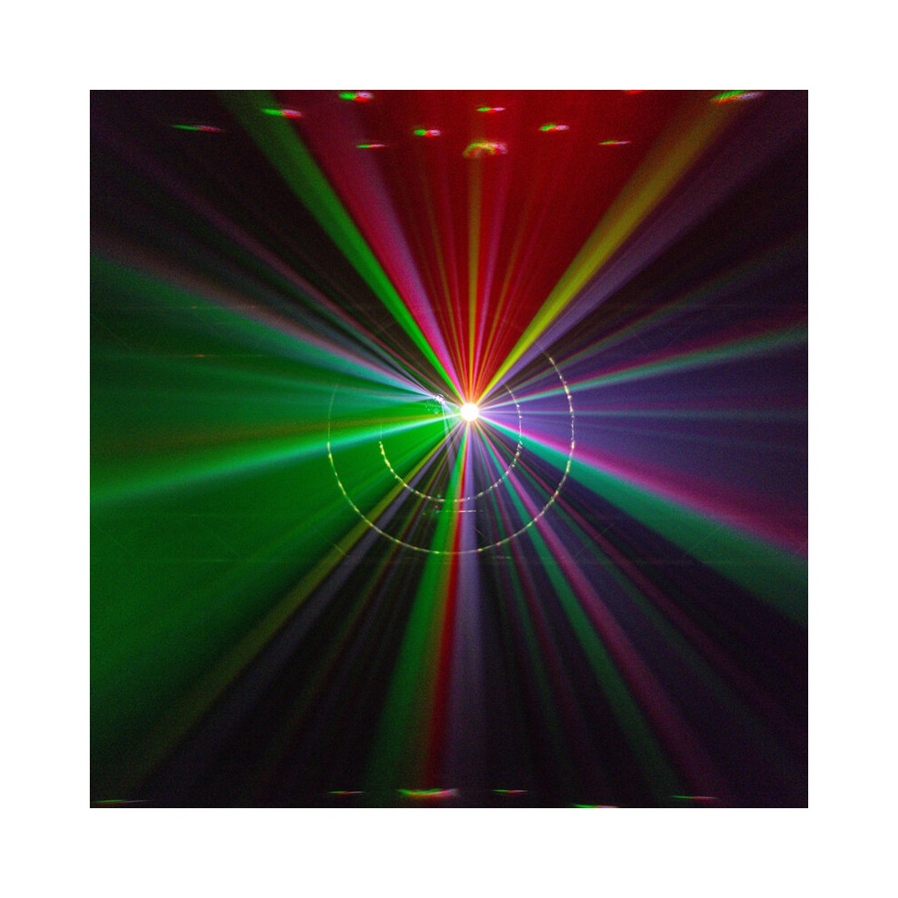 BoomTone DJ 6-in-1 light show with Strobe, UV, crystal ball, LASER, LED Wash and Gobos, DMX, automatic and music modes, IR remot