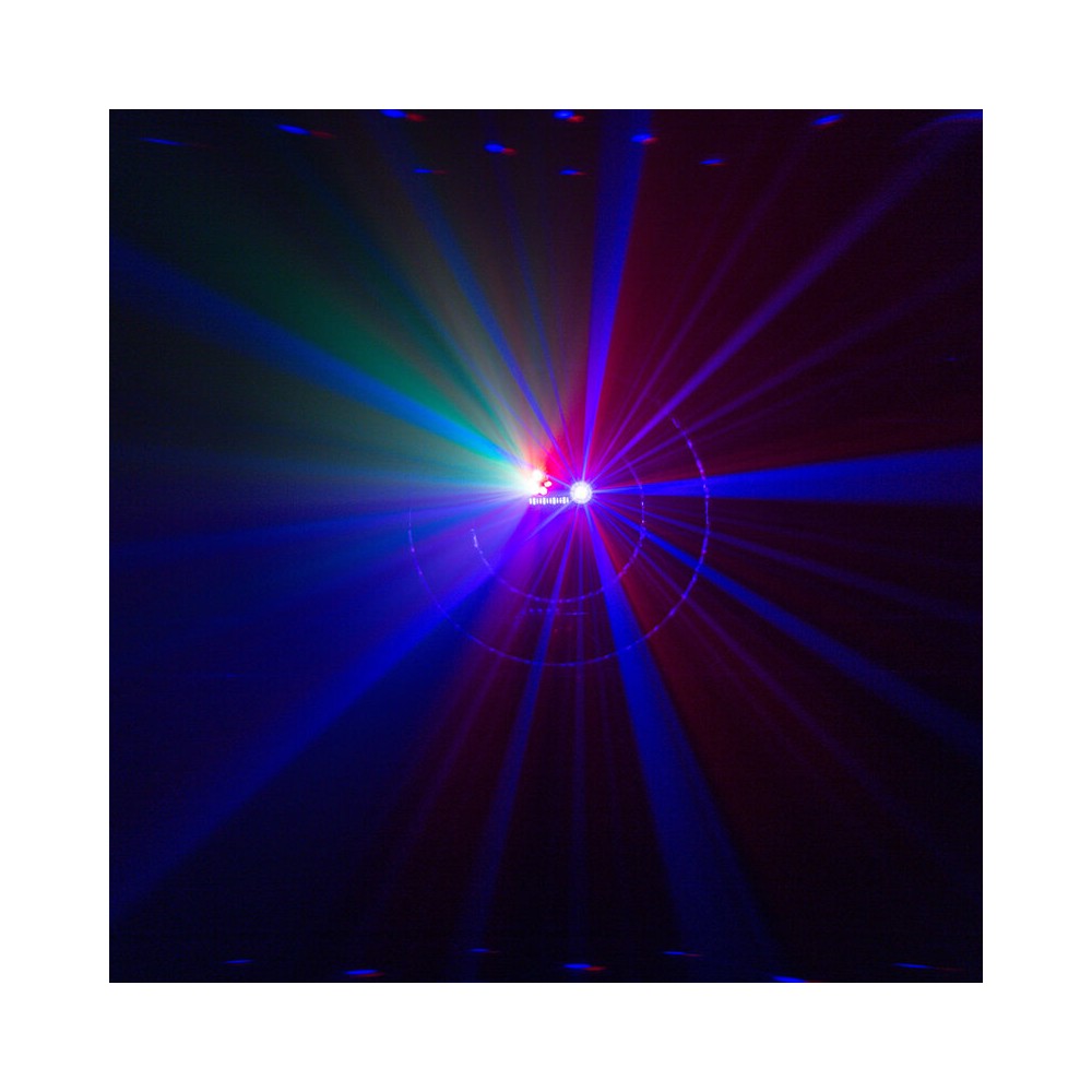 BoomTone DJ 6-in-1 light show with Strobe, UV, crystal ball, LASER, LED Wash and Gobos, DMX, automatic and music modes, IR remot