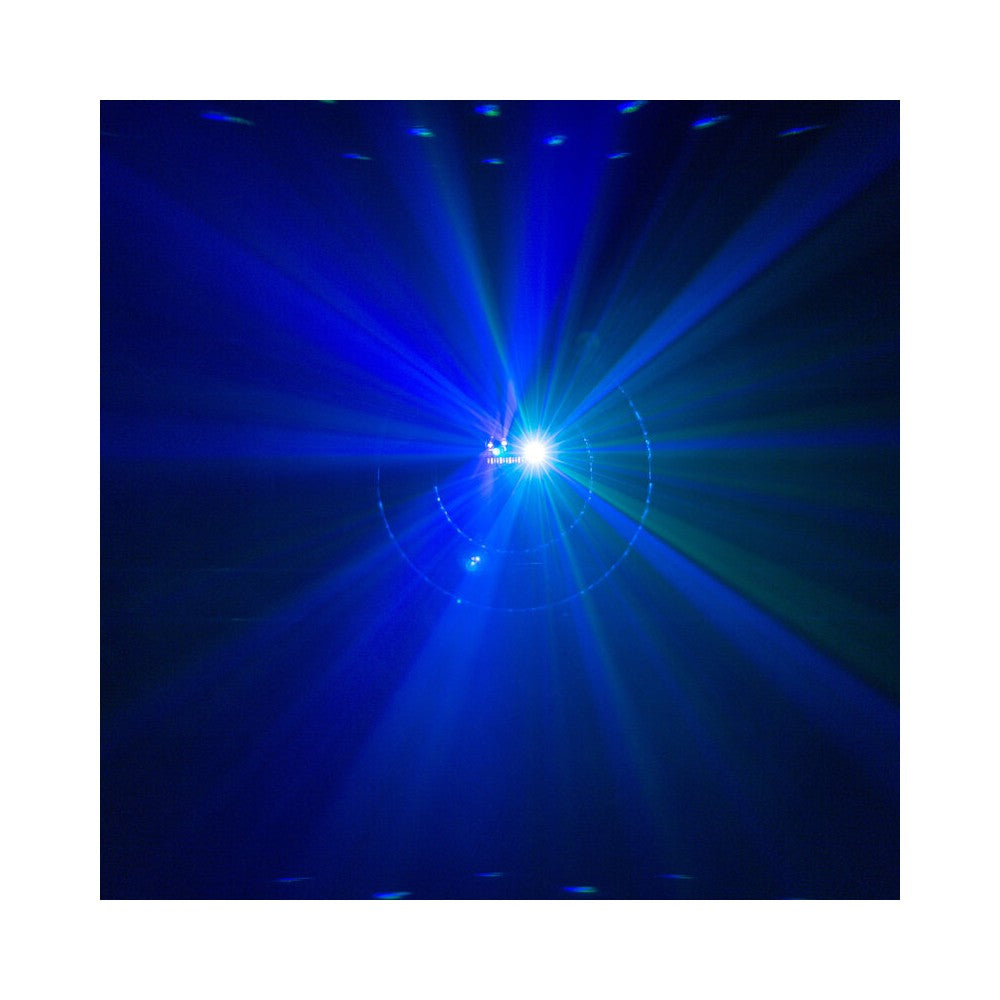 BoomTone DJ 6-in-1 light show with Strobe, UV, crystal ball, LASER, LED Wash and Gobos, DMX, automatic and music modes, IR remot