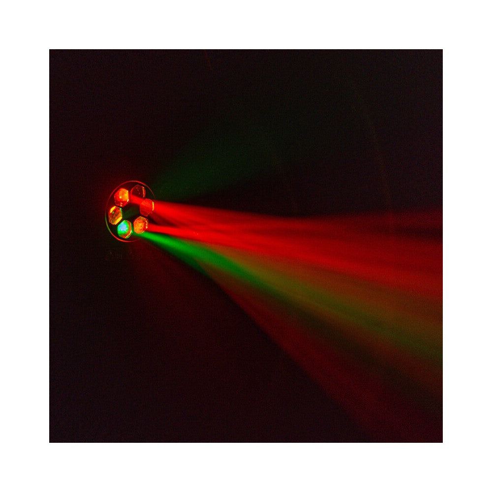 BoomTone DJ 6-in-1 light show with Strobe, UV, crystal ball, LASER, LED Wash and Gobos, DMX, automatic and music modes, IR remot