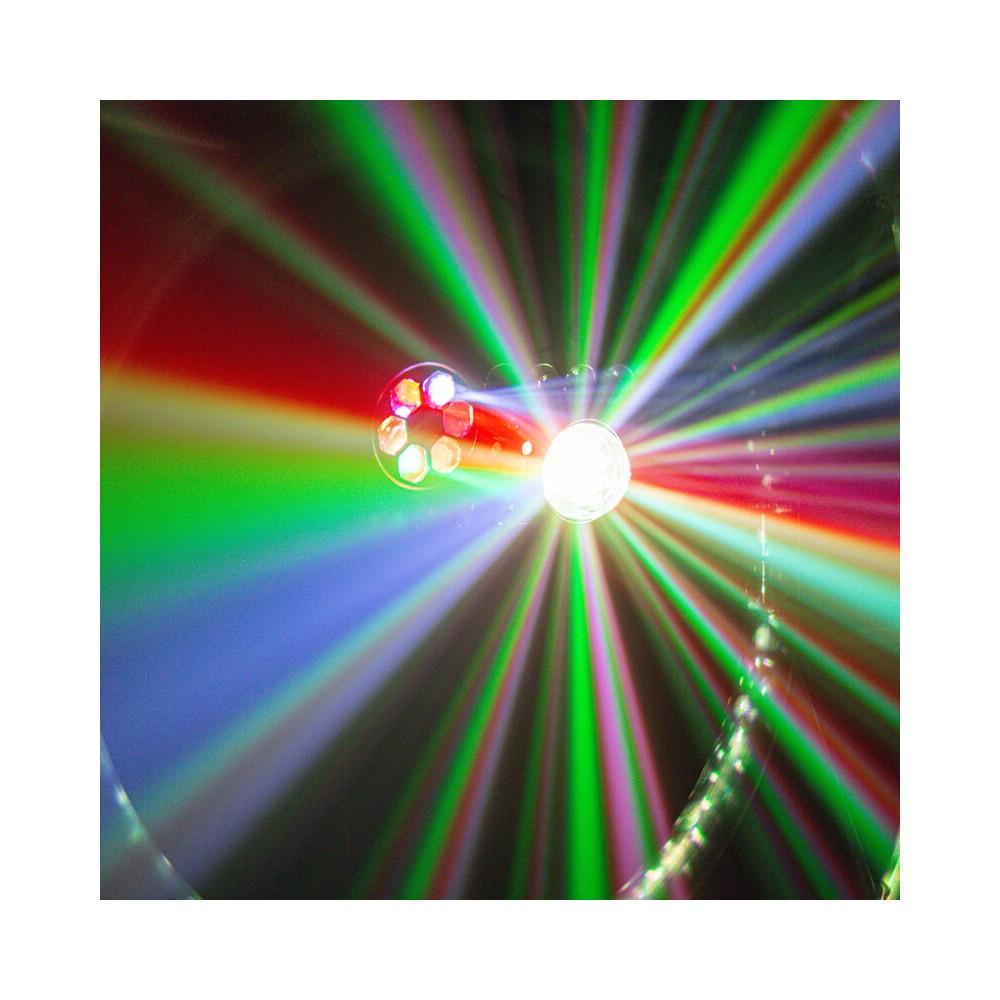 BoomTone DJ 6-in-1 light show with Strobe, UV, crystal ball, LASER, LED Wash and Gobos, DMX, automatic and music modes, IR remot