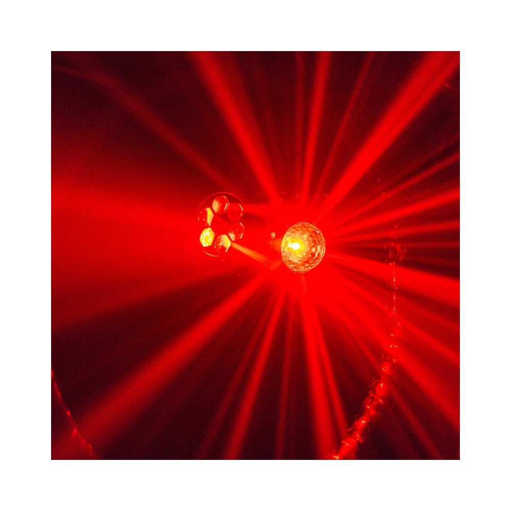 BoomTone DJ 6-in-1 light show with Strobe, UV, crystal ball, LASER, LED Wash and Gobos, DMX, automatic and music modes, IR remot