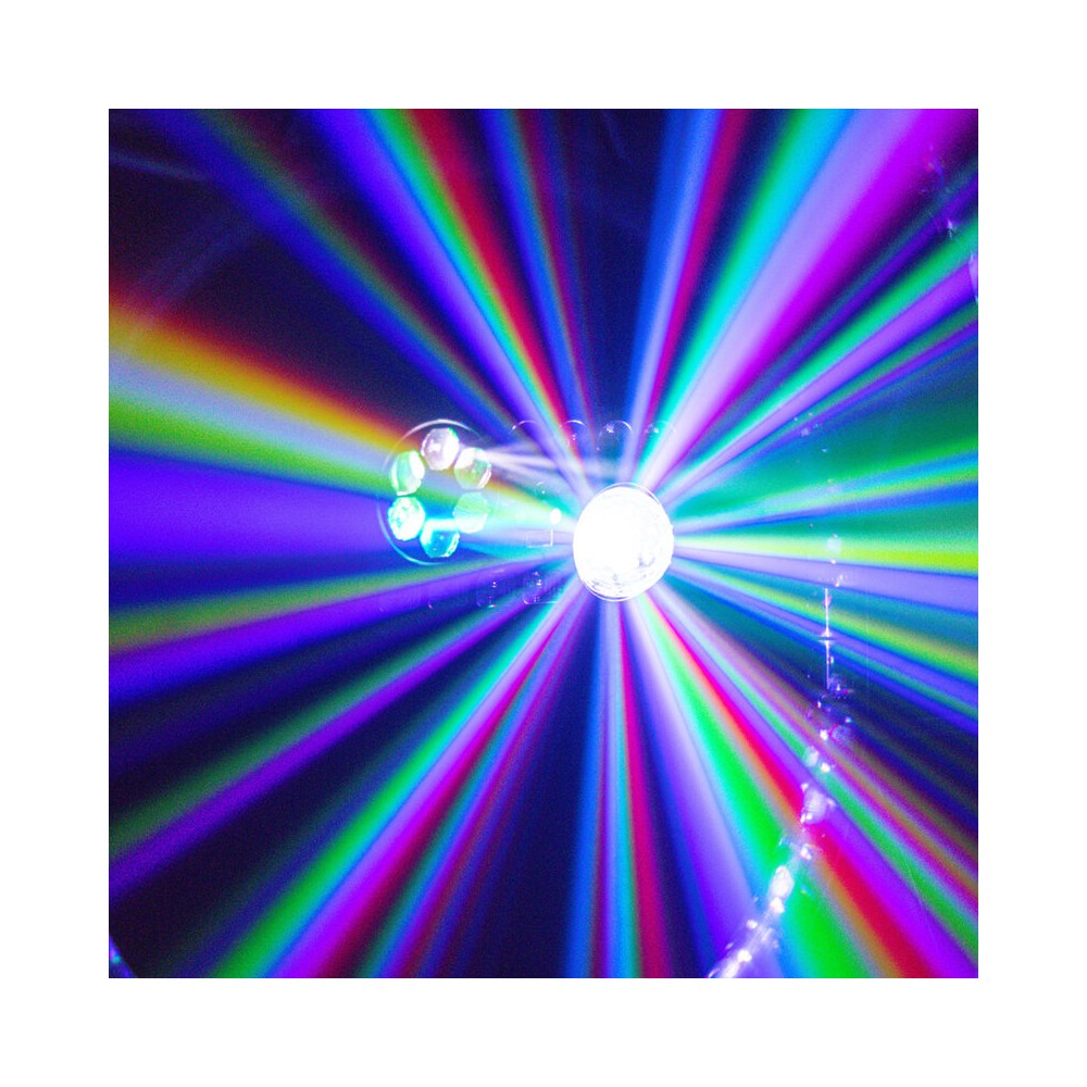 BoomTone DJ 6-in-1 light show with Strobe, UV, crystal ball, LASER, LED Wash and Gobos, DMX, automatic and music modes, IR remot