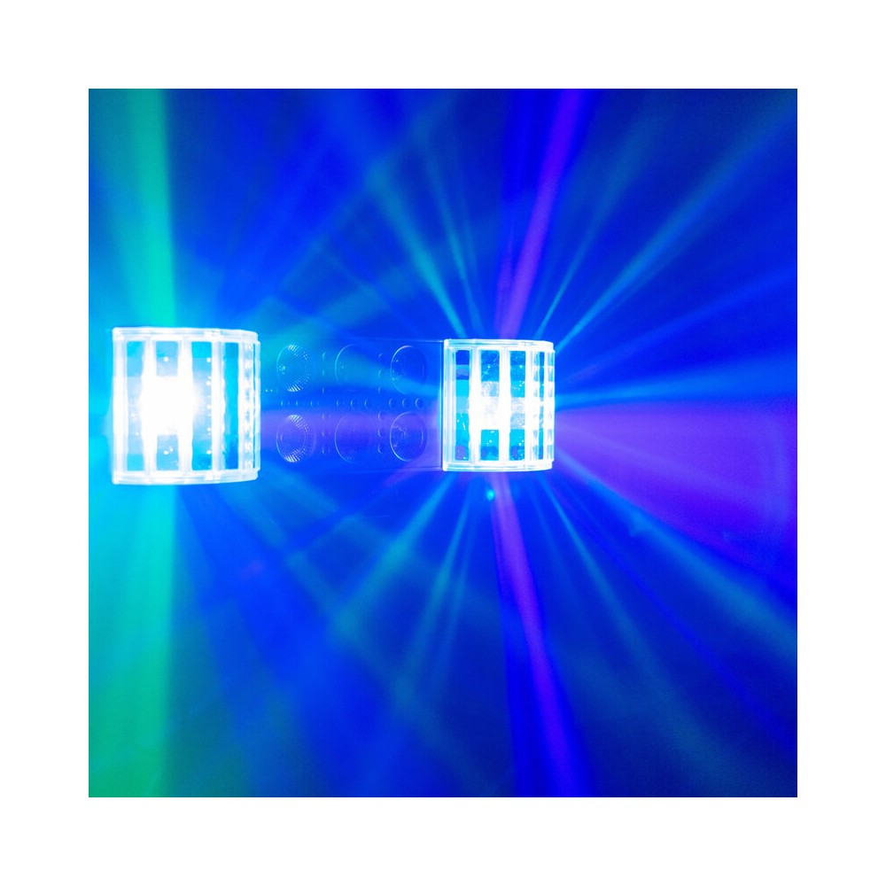 BoomTone DJ 3-in-1 light show with Derby, Wash and Strobe, remote control and adjustable tripod (50 - 150 cm)