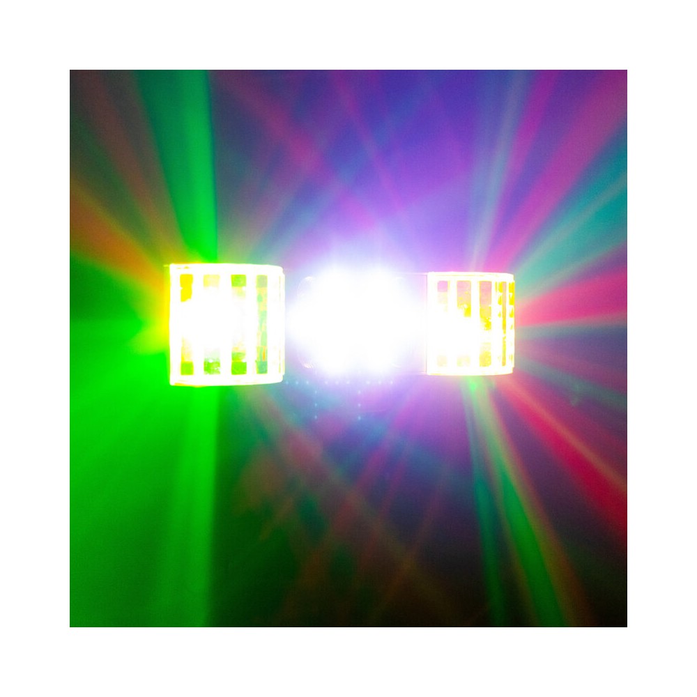 BoomTone DJ 3-in-1 light show with Derby, Wash and Strobe, remote control and adjustable tripod (50 - 150 cm)