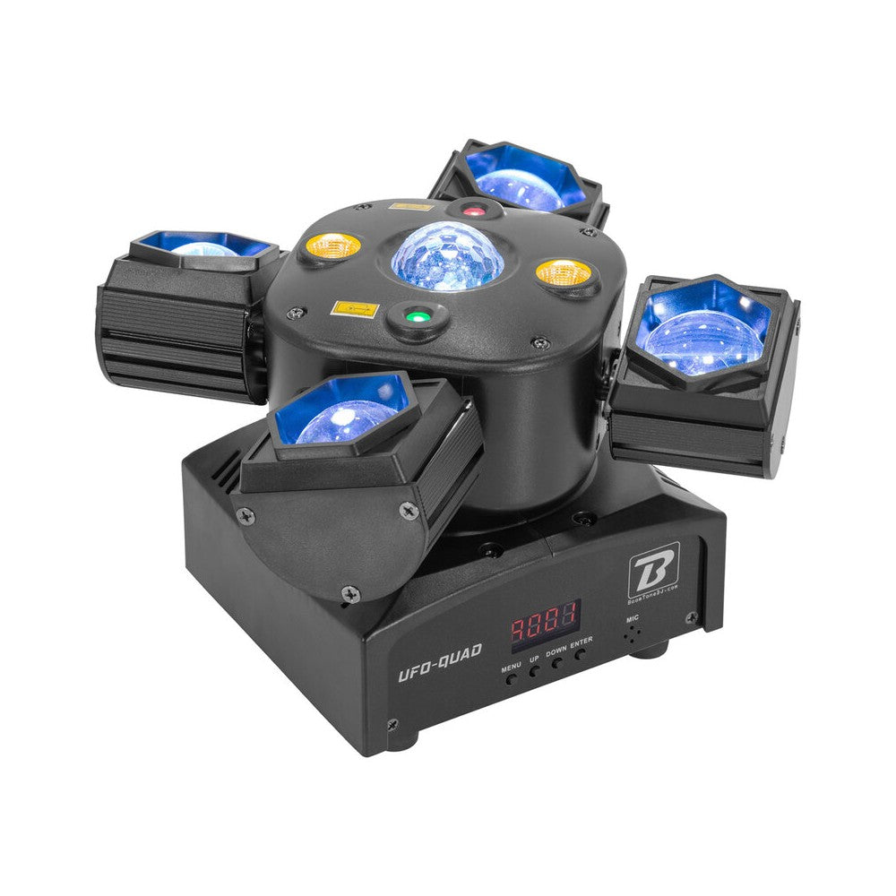 BoomTone DJ 4 LED effects light show: Beam, disco ball, Strobe and multipoint laser, DMX, auto and sound active modes