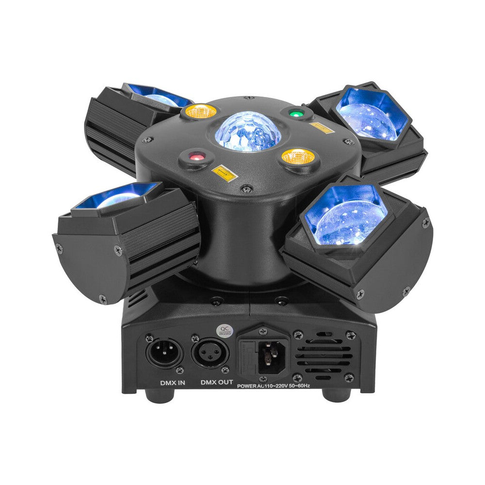 BoomTone DJ 4 LED effects light show: Beam, disco ball, Strobe and multipoint laser,  DMX, automatic and music detection mode