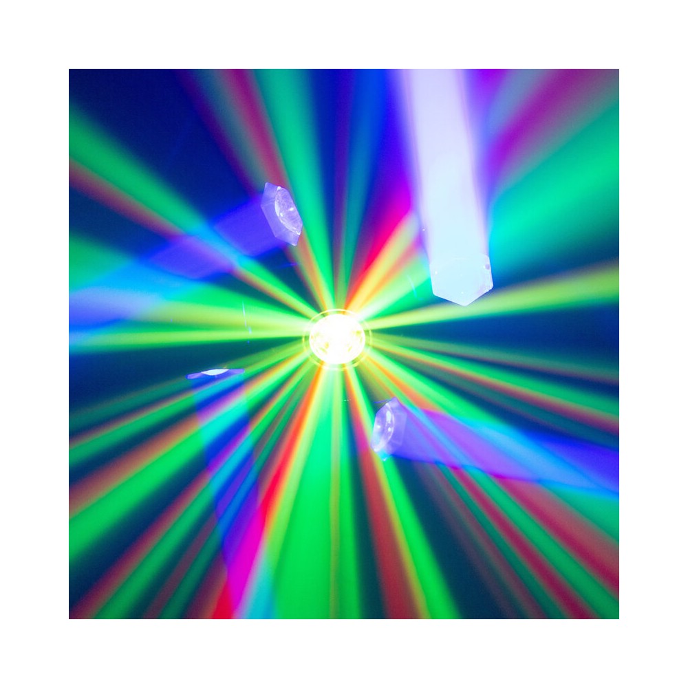 BoomTone DJ 4 LED effects light show: Beam, disco ball, Strobe and multipoint laser,  DMX, automatic and music detection mode
