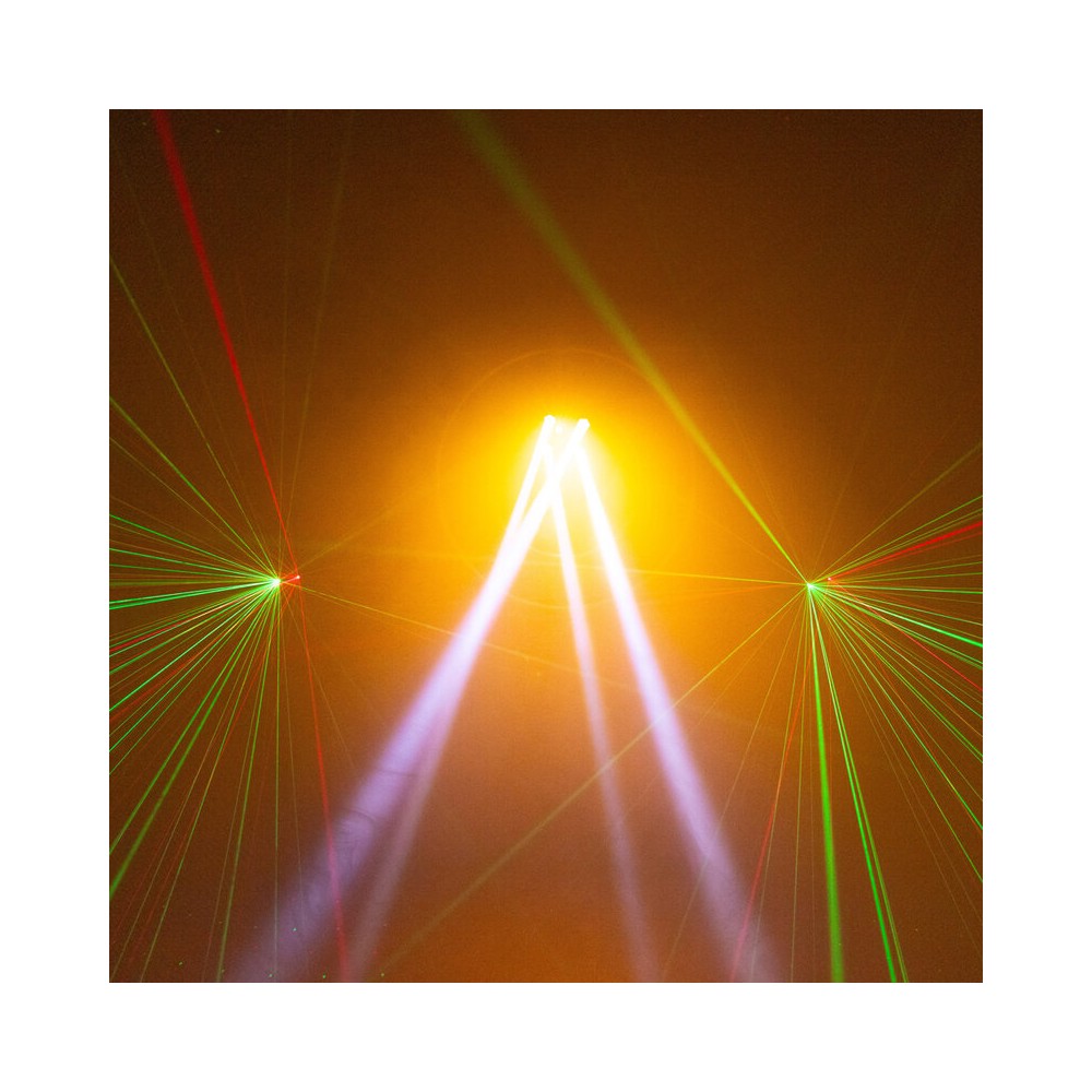 BoomTone DJ 4 LED effects light show: Beam, disco ball, Strobe and multipoint laser,  DMX, automatic and music detection mode