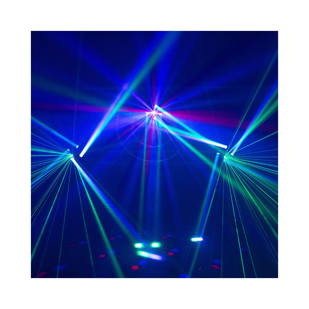 BoomTone DJ 4 LED effects light show: Beam, disco ball, Strobe and multipoint laser,  DMX, automatic and music detection mode