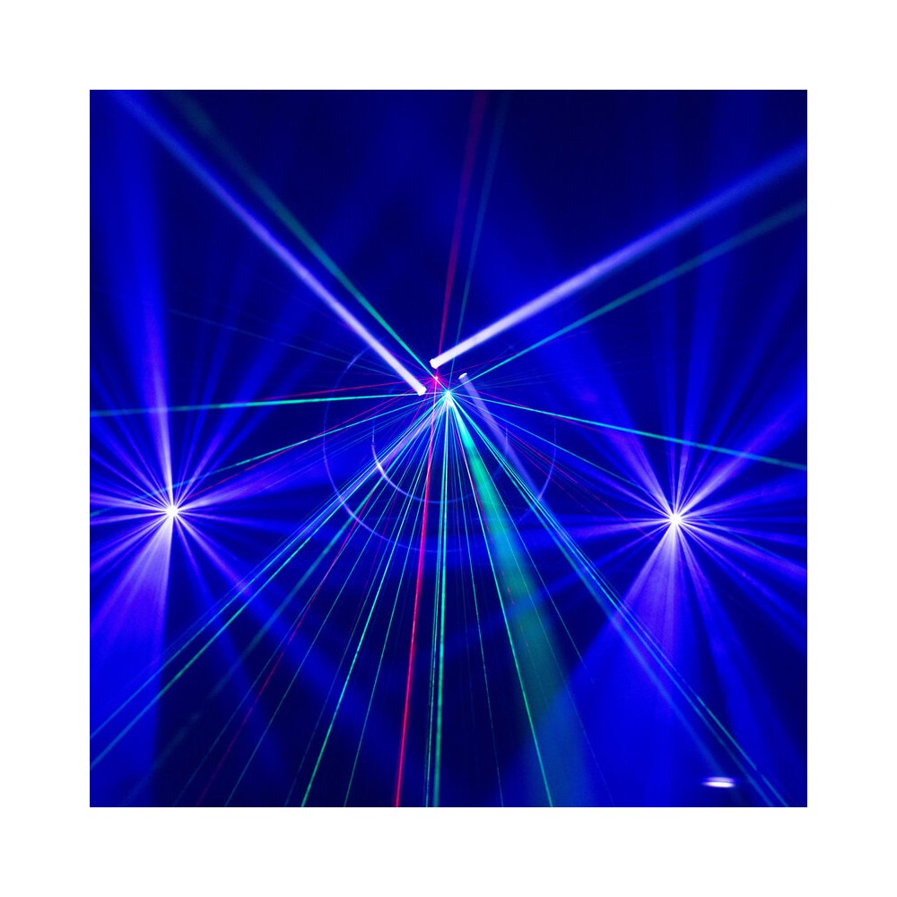 BoomTone DJ 4 LED effects light show: Beam, disco ball, Strobe and multipoint laser,  DMX, automatic and music detection mode