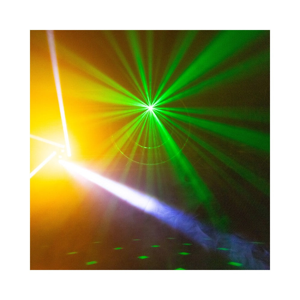 BoomTone DJ 4 LED effects light show: Beam, disco ball, Strobe and multipoint laser,  DMX, automatic and music detection mode