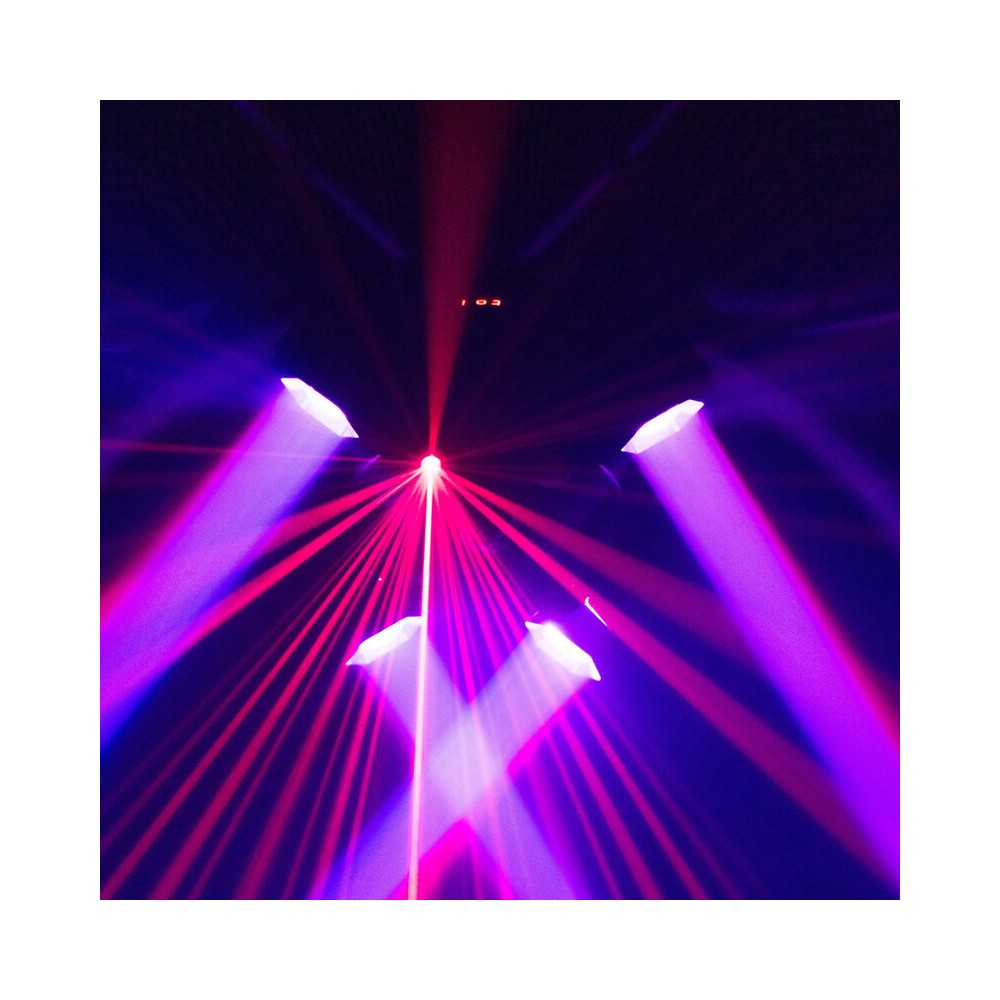BoomTone DJ 4 LED effects light show: Beam, disco ball, Strobe and multipoint laser,  DMX, automatic and music detection mode