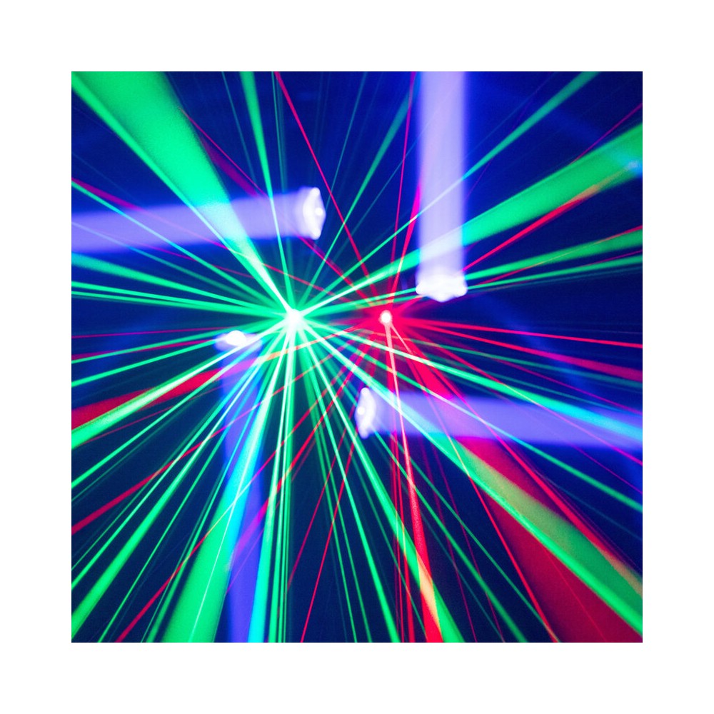 BoomTone DJ 4 LED effects light show: Beam, disco ball, Strobe and multipoint laser,  DMX, automatic and music detection mode