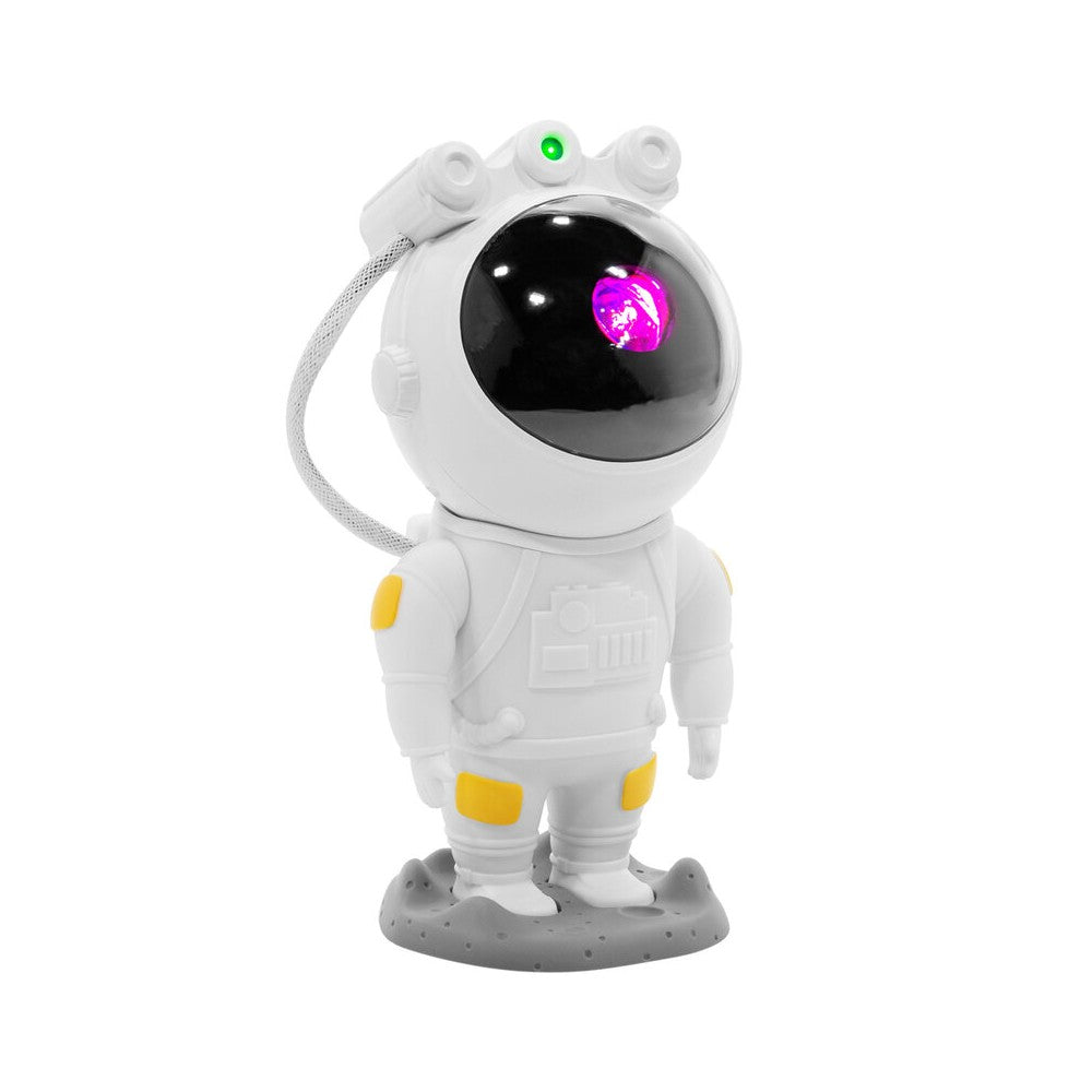 BoomTone DJ Playful astronaut-shaped night light that projects a moving nebula and green laser stars, lithium battery powered re