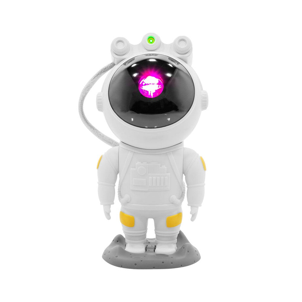 BoomTone DJ Playful astronaut-shaped night light that projects a moving nebula and green laser stars, lithium battery powered re