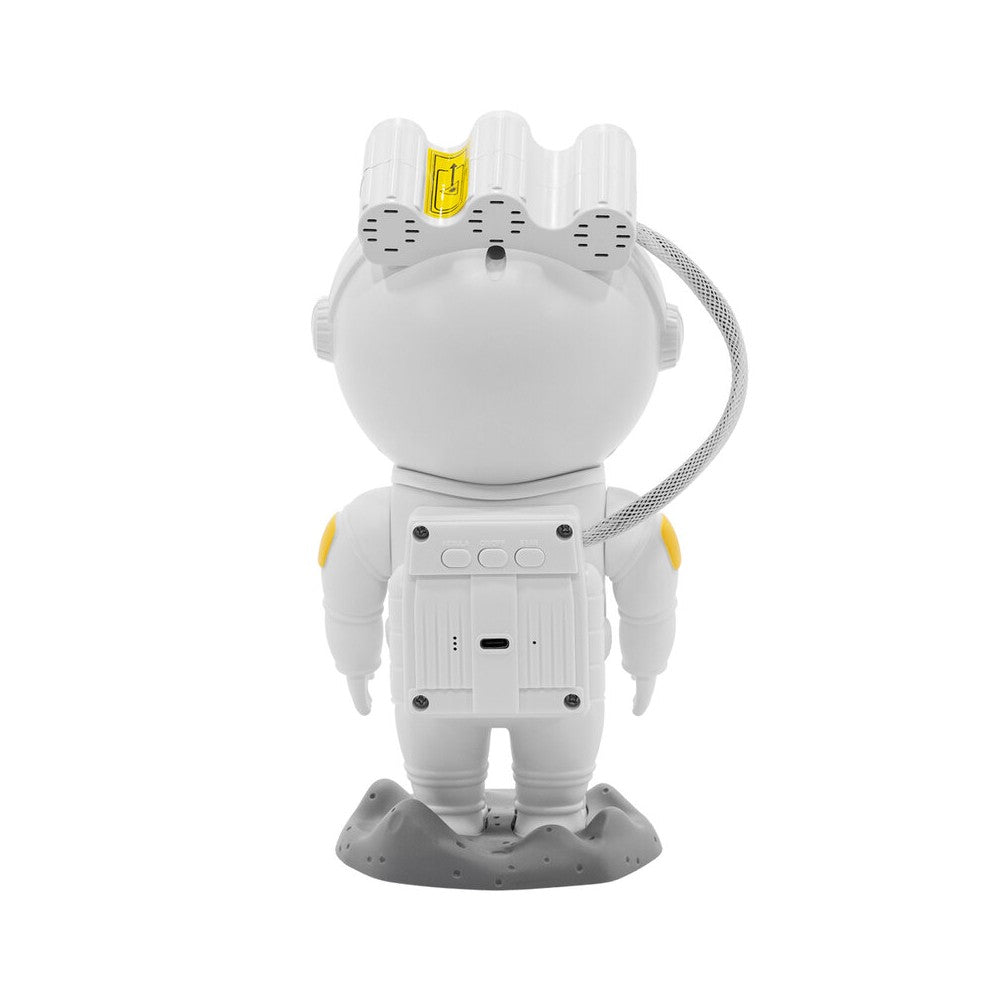BoomTone DJ Playful astronaut-shaped night light that projects a moving nebula and green laser stars, lithium battery powered re