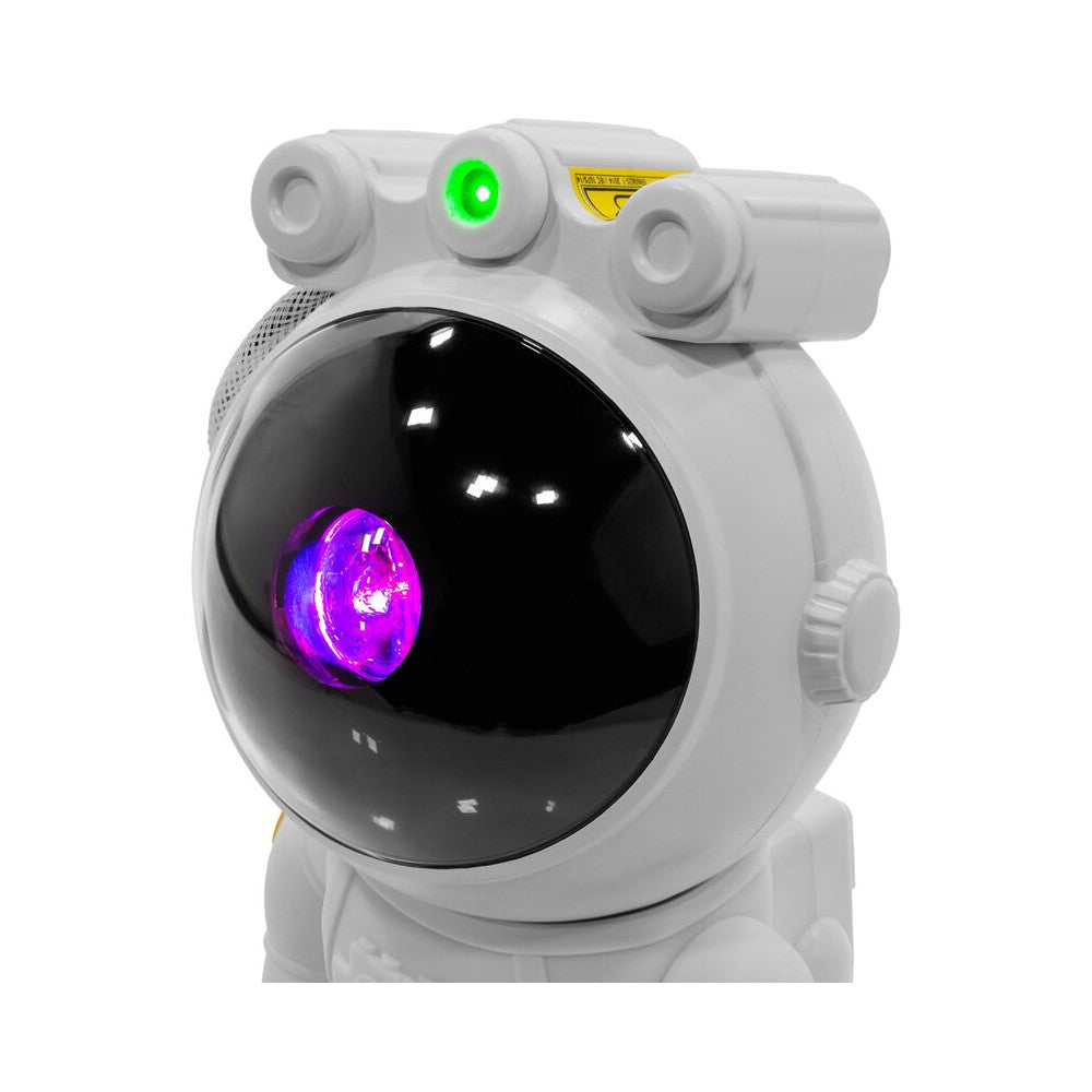 BoomTone DJ Playful astronaut-shaped night light that projects a moving nebula and green laser stars, lithium battery powered re