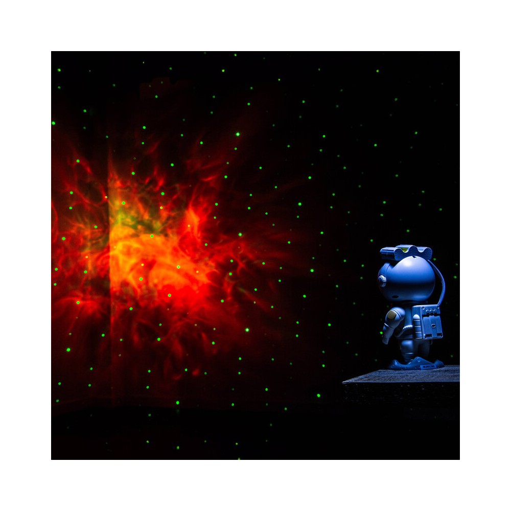 BoomTone DJ Playful astronaut-shaped night light that projects a moving nebula and green laser stars, lithium battery powered re