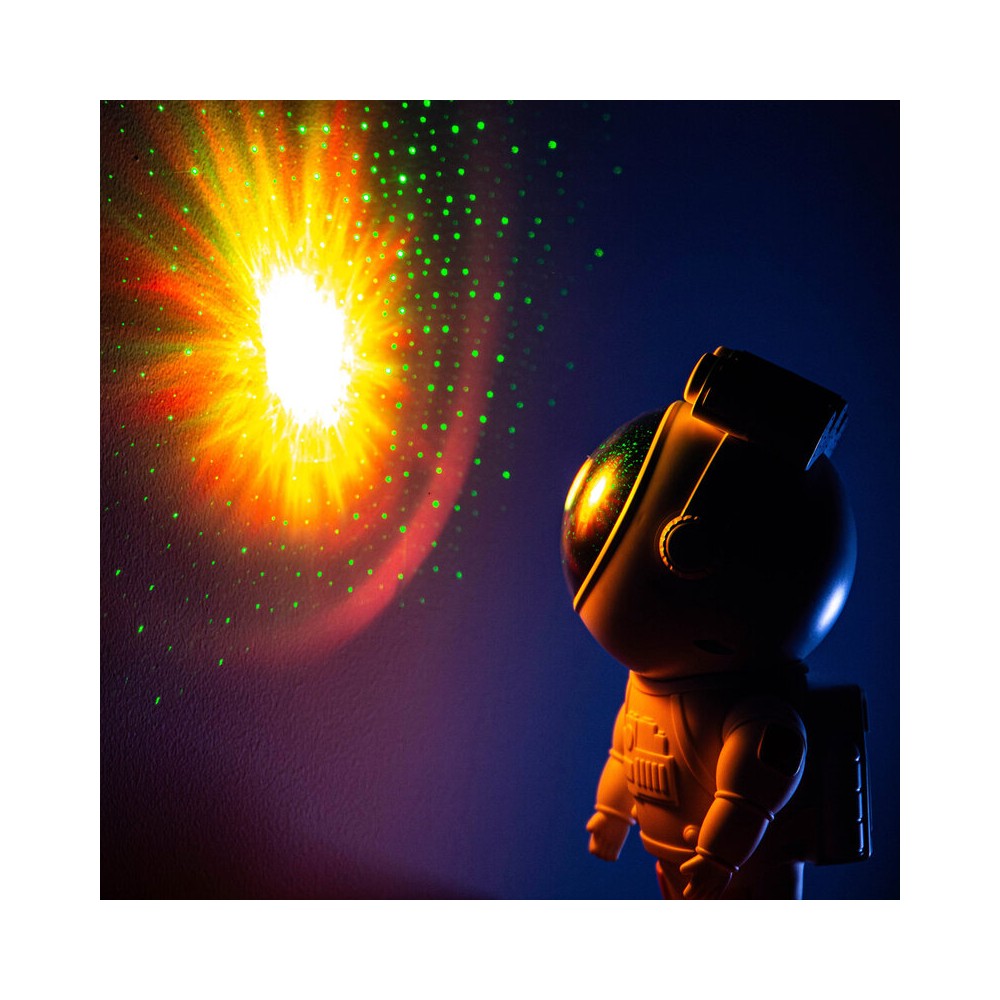 BoomTone DJ Playful astronaut-shaped night light that projects a moving nebula and green laser stars, lithium battery powered re