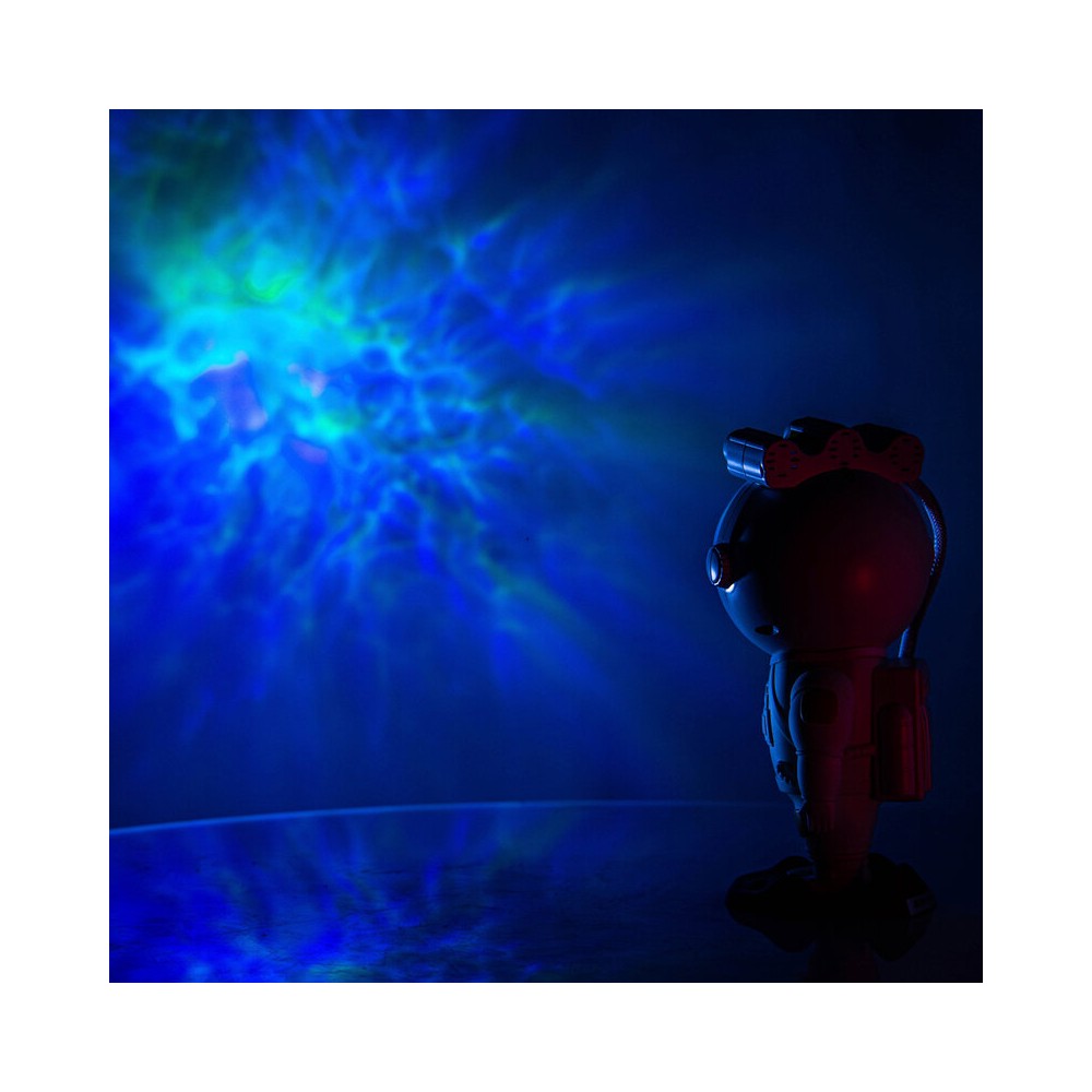 BoomTone DJ Playful astronaut-shaped night light that projects a moving nebula and green laser stars, lithium battery powered re