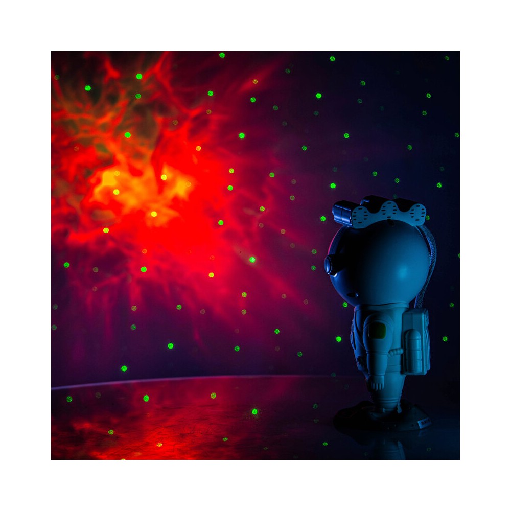 BoomTone DJ Playful astronaut-shaped night light that projects a moving nebula and green laser stars, lithium battery powered re