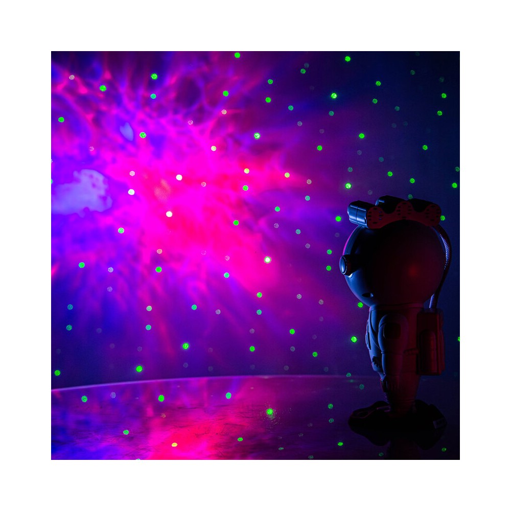 BoomTone DJ Playful astronaut-shaped night light that projects a moving nebula and green laser stars, lithium battery powered re